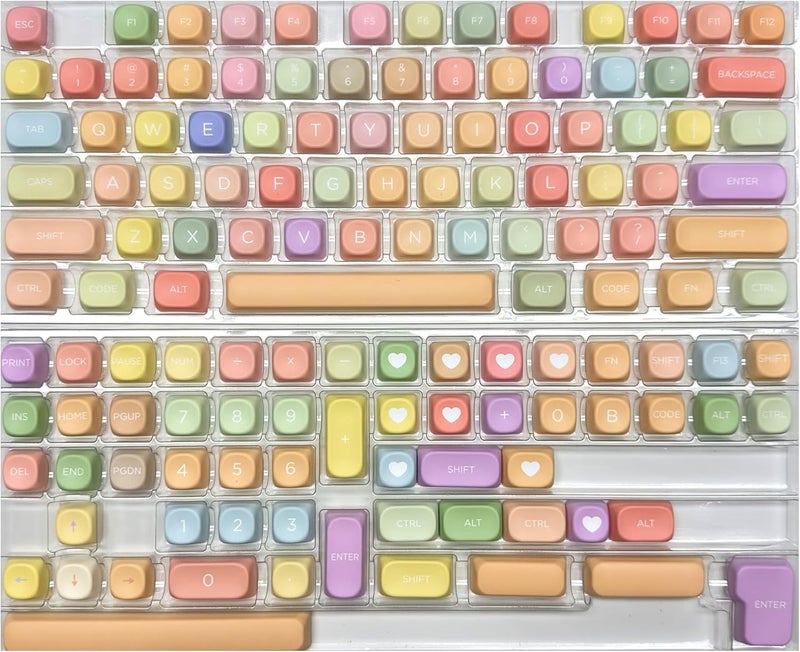YMKPVR KBDiy Rainbow Candy Soft Macaron Pastel Keycaps Set, 133 Keys PBT Sublimation Custom keycaps for Mechanical Keyboards, Fits ANSI Layout 60%-Full-Sized Keyboards(KOA Profile) - Image 2